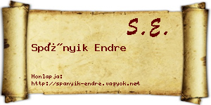 Spányik Endre névjegykártya